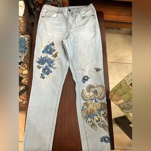 DG2 by Diane Gilman Light Blue Embroidered Skinny Jeans